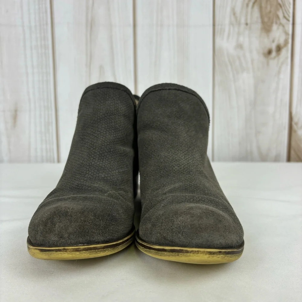 Lucky Bashina Ankle Boots Leather Heeled Slip On Classic Booties Gray Size 7.5